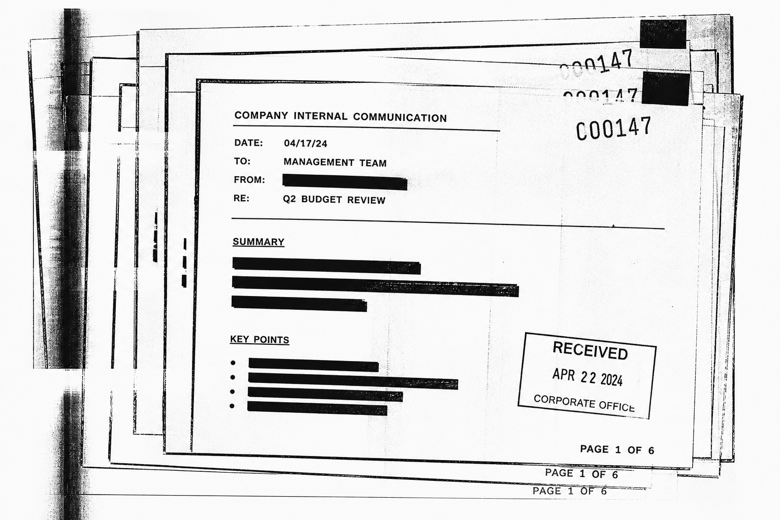 Misregistered duplicated document frames as service metaphor