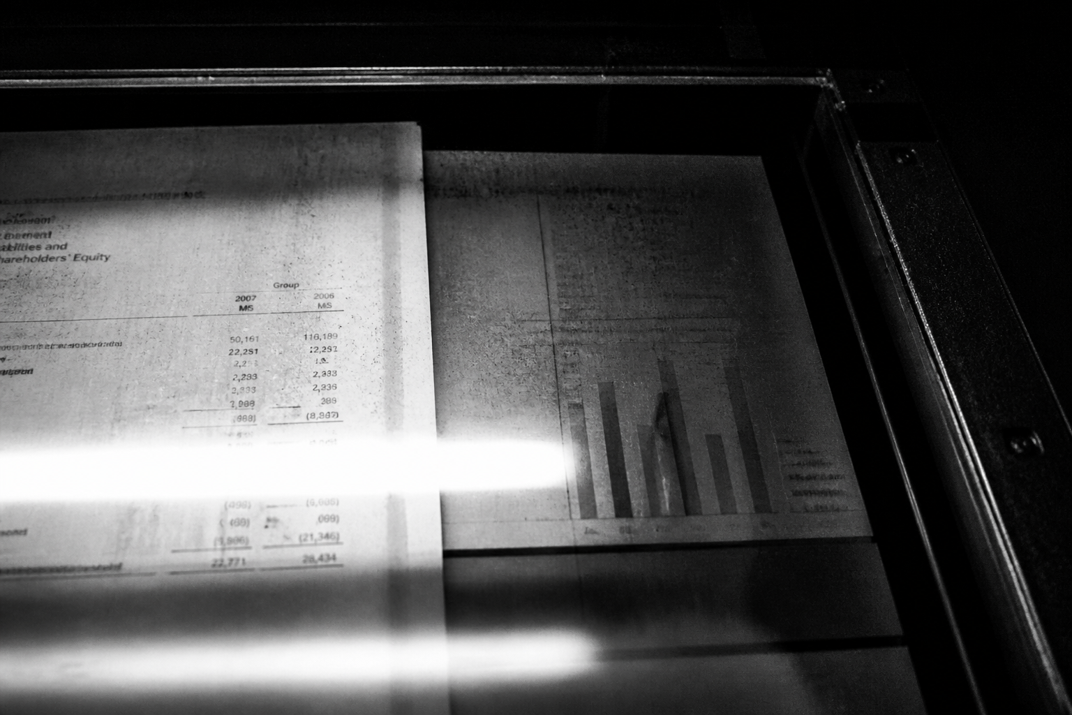 High-contrast photocopied scanner glass composition with documents